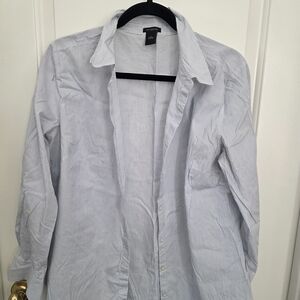 Ann Taylor Women's Blue Pinstripe Button Down Shirt